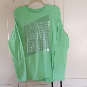 Under Armour Long Sleeve Tee in Bright Green with Metallic Graphic